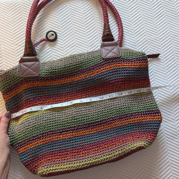 The Sak Cambria Crochet Tote Bag Rainbow Striped Multicolor Boho - Picture 9 of 15